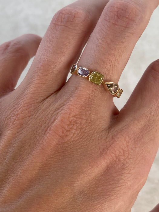 14K Gold Fancy Color Diamond Bezel Ring – 1.06 TCW