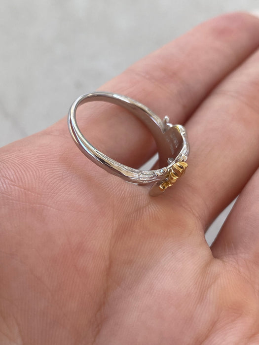 Vintage Platinum 999 Snoopy & Woodstock Ring