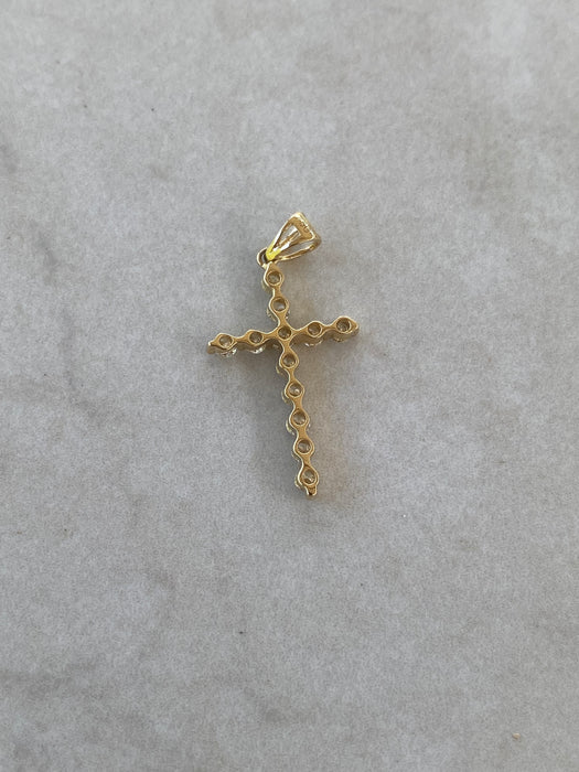 18K Gold Natural Diamond Cross Pendant – 0.36 TCW
