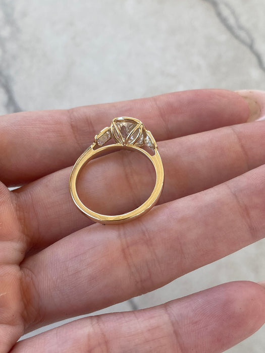 14K Gold 2.57 TCW Cushion Lab Diamond Bezel Ring- IGI