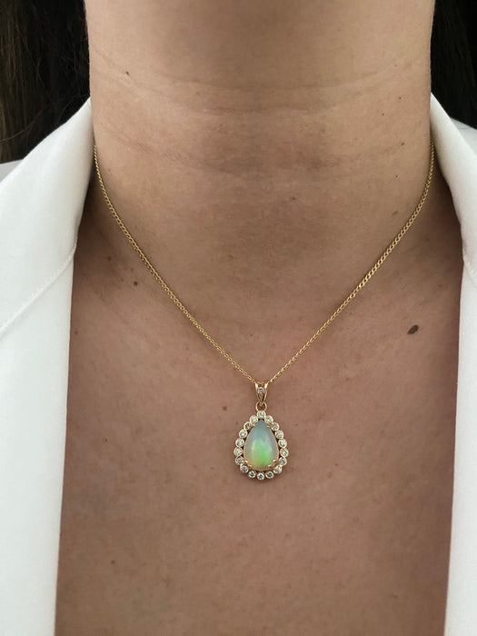 14k opal diamond pendant