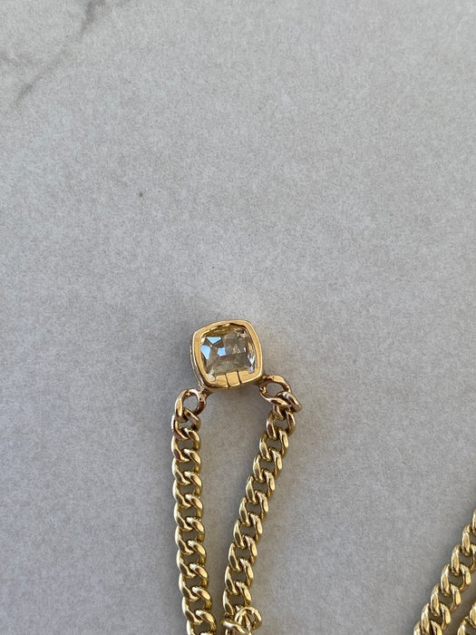 14K Gold 1 Carat Natural Diamond Curb Chain Necklace 16”