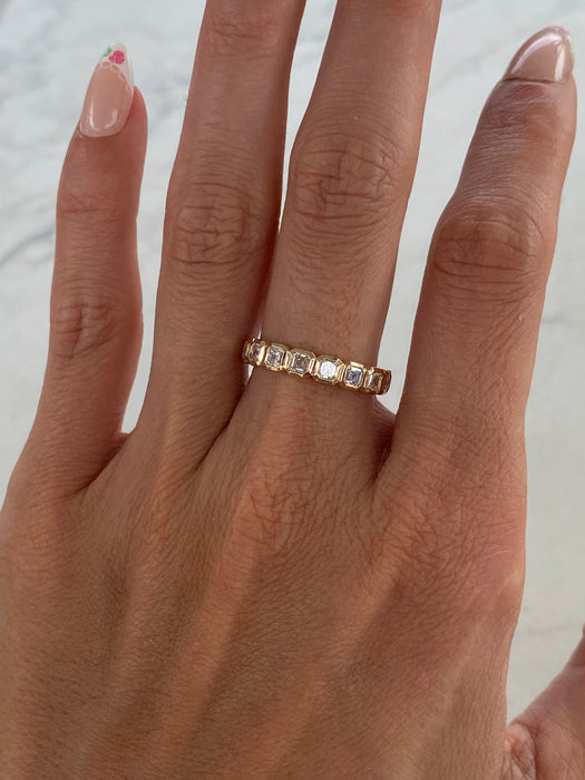 14K Gold Asscher Cut Lab Diamond Stacker Ring 1.10 CTW