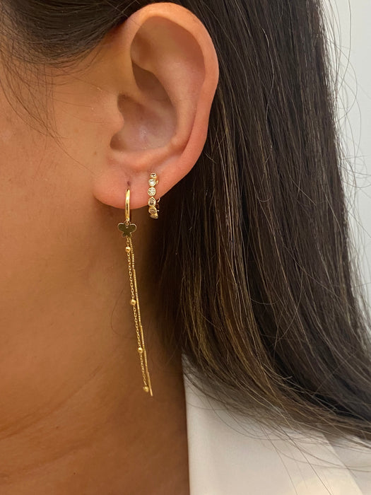 14k butterfly dangle Huggie earrings