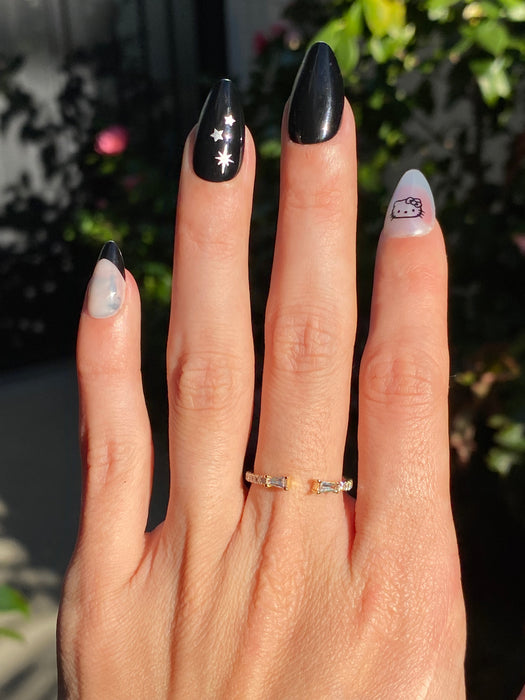 14k open tapered baguette diamond ring size 7