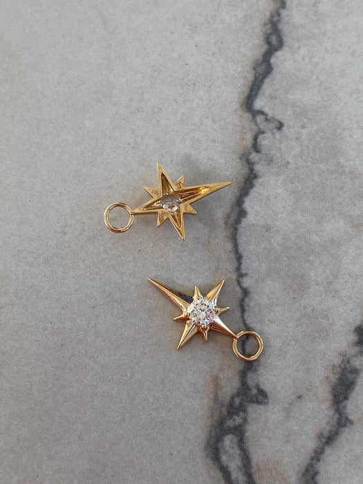 14K Reversible Lab Diamond North Star Huggie Earrings