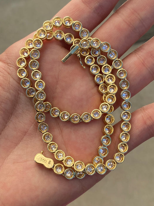 18k bezel set 10.06 tcw diamond tennis necklace