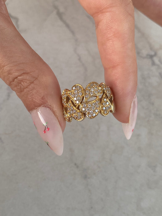 Vintage 18K Gold Heart Cluster Ring