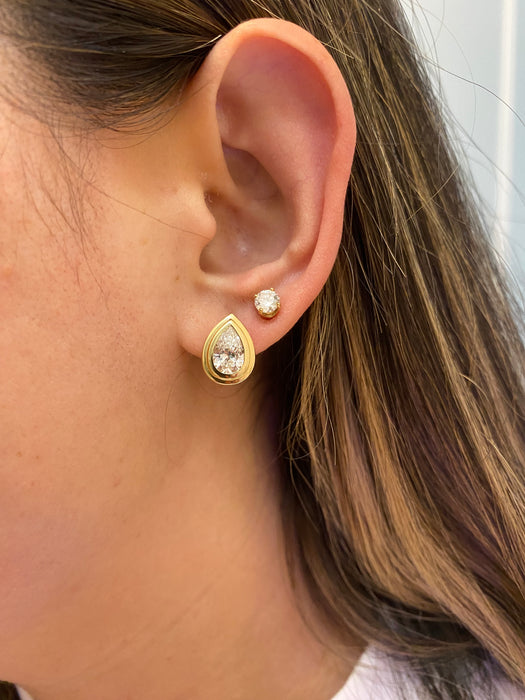14K Gold 2.2 TCW Pear Lab Diamond Huggie Earrings