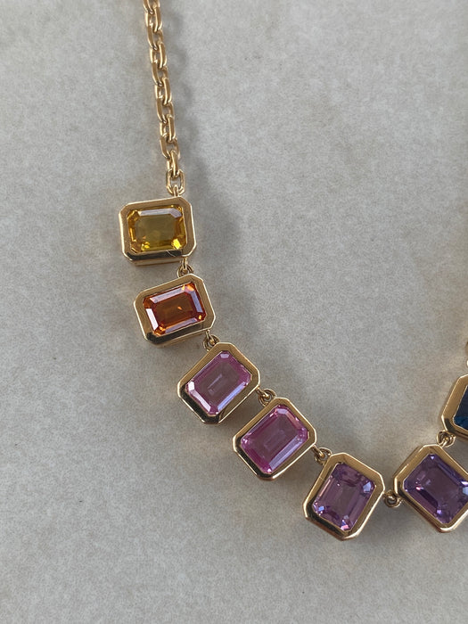 14K 4.6 Carat Rainbow Sapphire Necklace