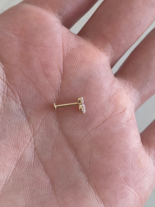14K Gold Graduated Round Lab Diamond Flat Back Stud Earring- Single