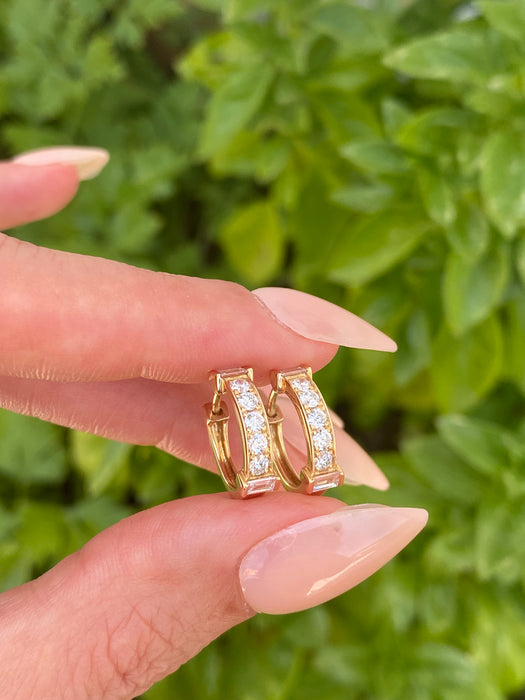14k Gold Lab Diamond Huggie Earrings