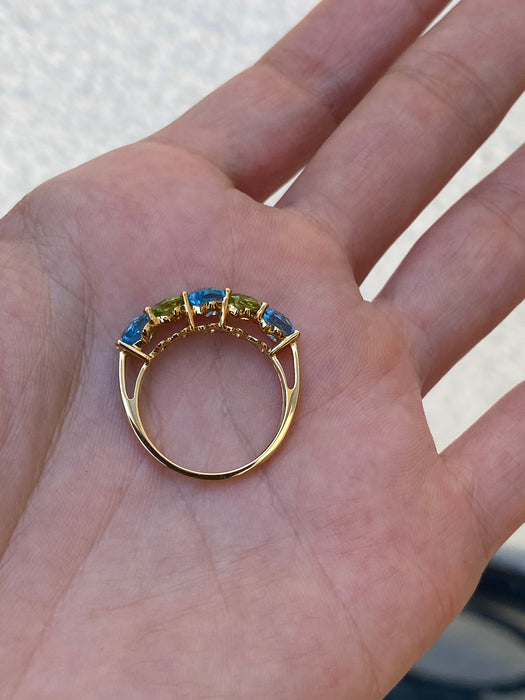 18k topaz and peridot heart ring size 6.75