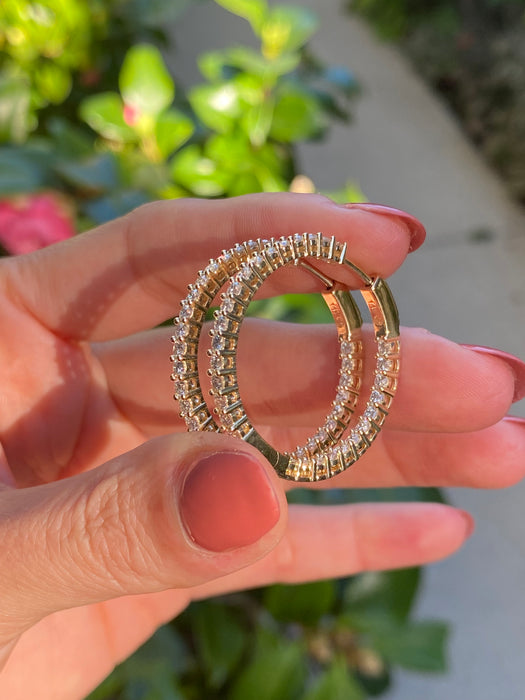 14k 2.5 carat lab diamond hoop earrings