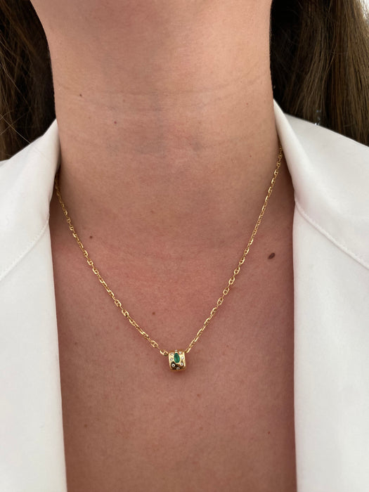 14K Gold Diamond & Emerald Double-Sided Star Rondelle Slider Charm