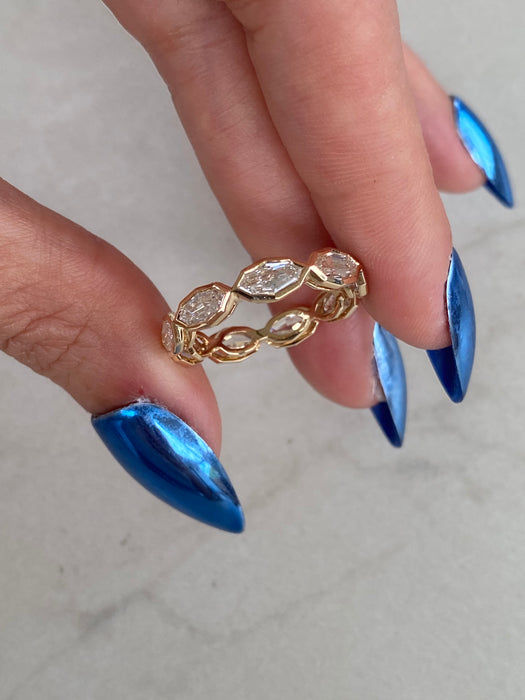 14K Step-Cut Marquise Lab Diamond Eternity Ring