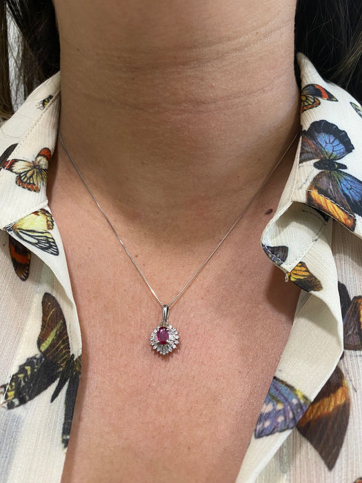 Platinum ruby diamond pendant charm