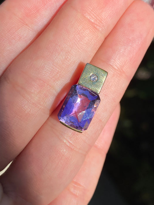 14k slider amethyst diamond pendant