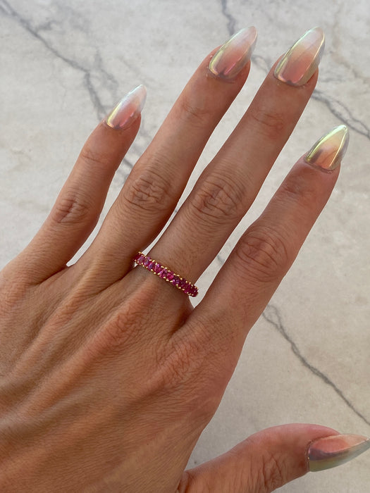 14k Gold Half Eternity Pear Ruby Ring