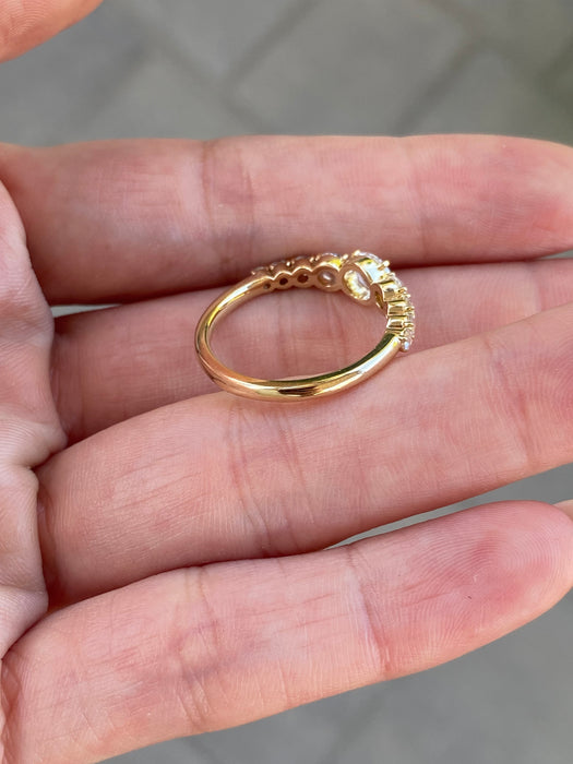 14K Gold Graduated Rose Cut Lab Diamond Ring