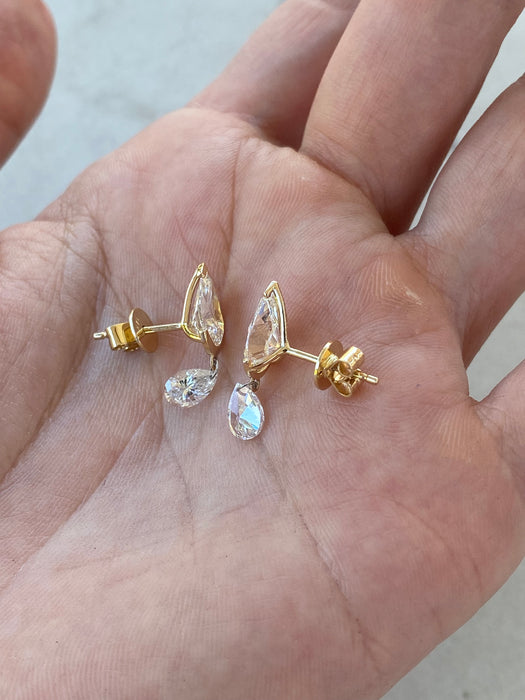 14K 3 TCW Lab Diamond Pear Drop Earrings- IGI certified