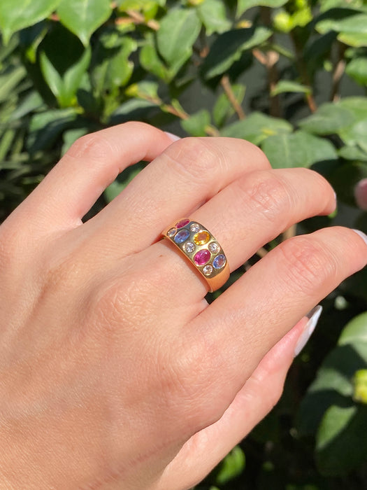 18k diamond ruby sapphire ring size 5.75