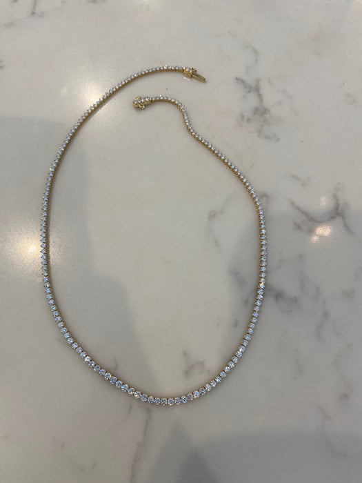 14K Gold Graduated Lab Diamond Tennis Necklace | 7.10 CTW | E/VS | 16”