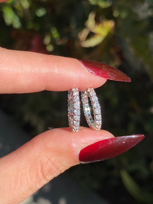 Platinum 1 carat diamond hoop earrings