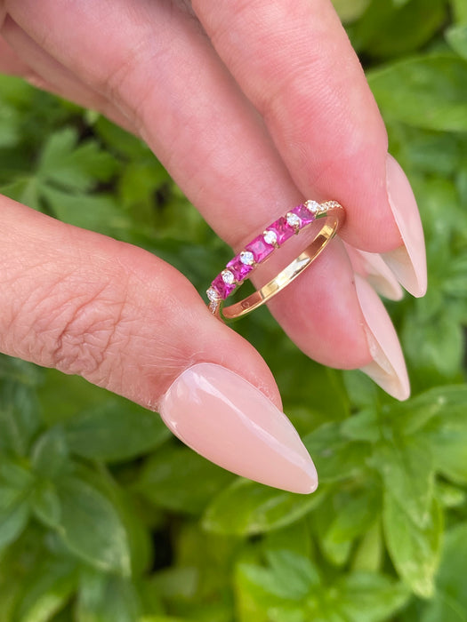 14K Ruby & Diamond Band Ring