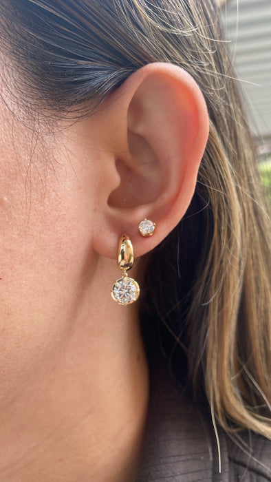 14K Gold Chunky Lab Diamond Huggy Earrings – 3.0 CTW D/VS