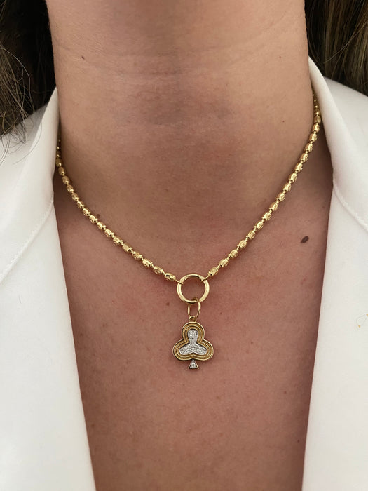 14K Diamond Fluted Triple Bezel Club Charm