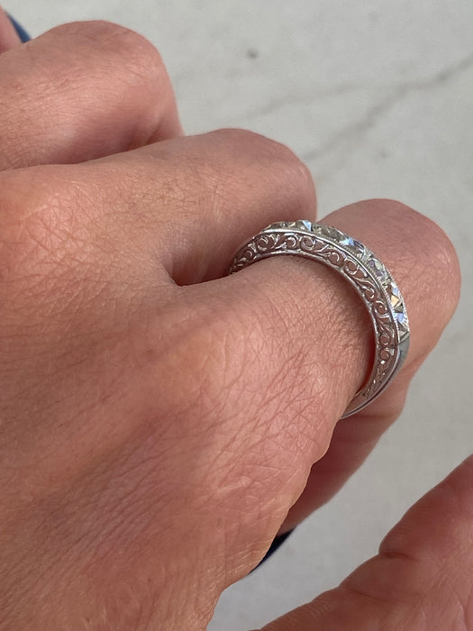 Antique French Platinum 850 French Cut Diamond Ring — Circa 1910
