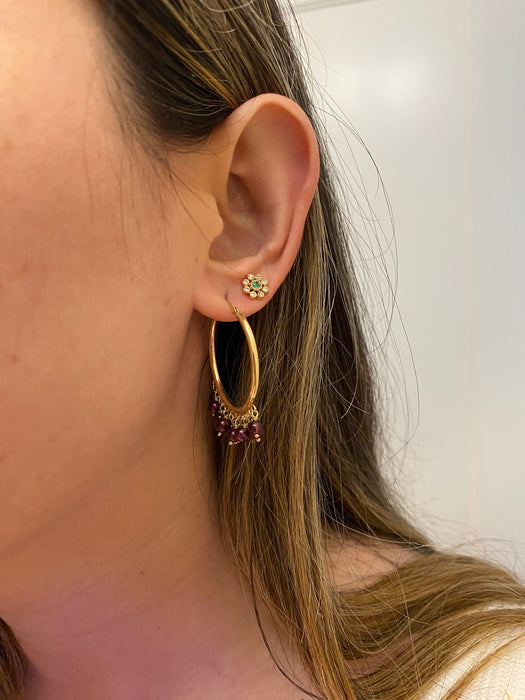 14k hoops with dangly amethyst