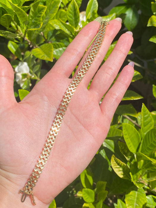 14k double bezel set diamond tennis bracelet 6.75”