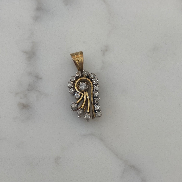 14k diamond antique pendant charm