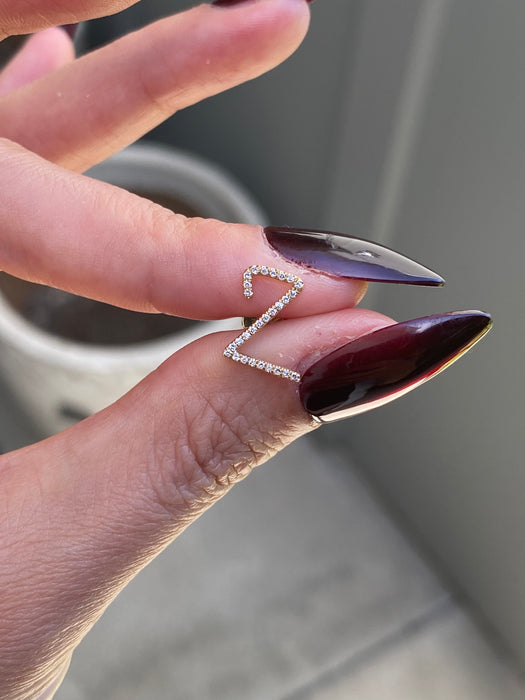 14k single earring diamond letter initial stud