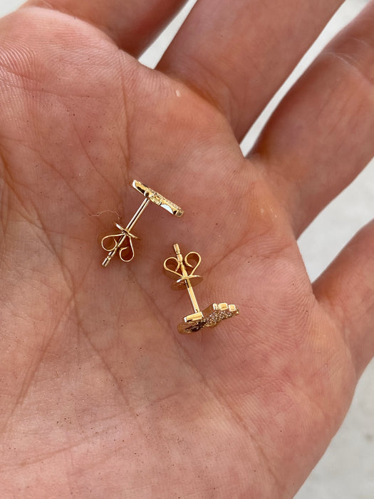 14K Natural Diamond Ghost Stud Earrings