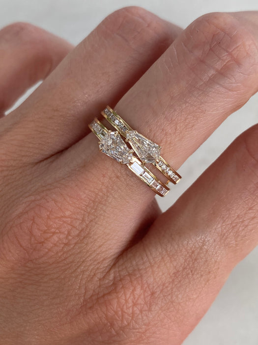 14K Double Lab Coffin Diamond Ring