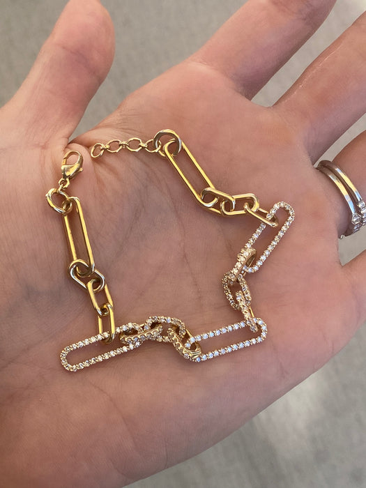 14K Gold Diamond Paperclip Bracelet – 1.25 TCW Natural Round Diamonds – Adjustable 6.5–7”