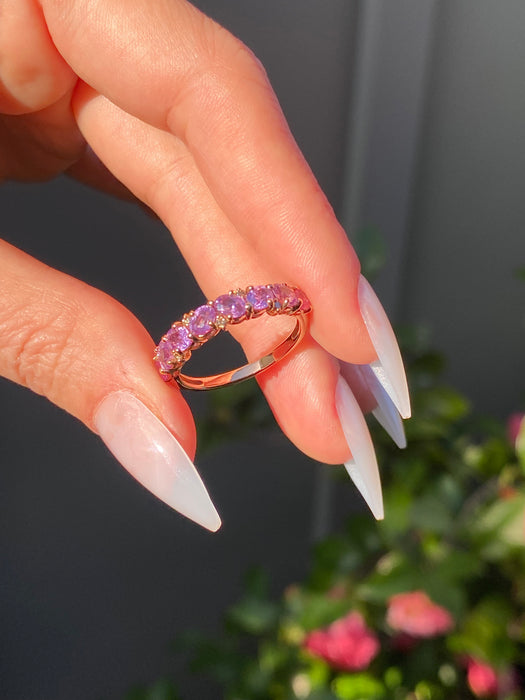 18k rose gold purple sapphire diamond ring size 7.25