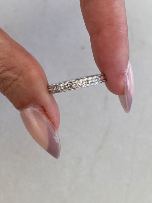 Vintage 18k White Gold Diamond Eternity Ring Size 6.5
