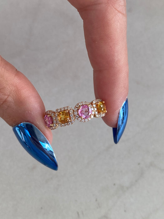 Vintage 18K Rose Gold Sapphire & Diamond Ring