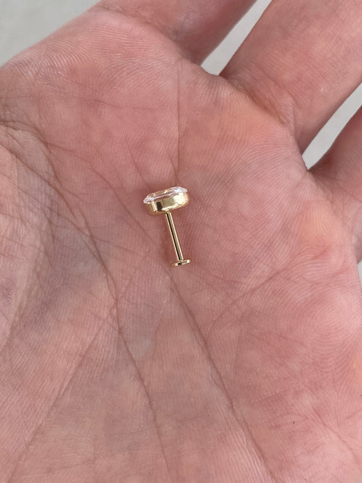 14K Gold 0.40 CT Pear Lab Diamond Flat Back Stud Earring (Single)