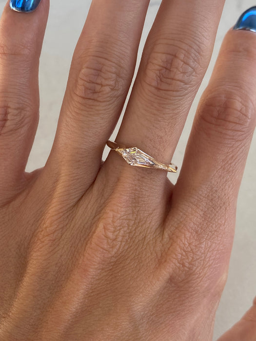 14K Step-Cut Elongated Kite Lab Diamond Ring
