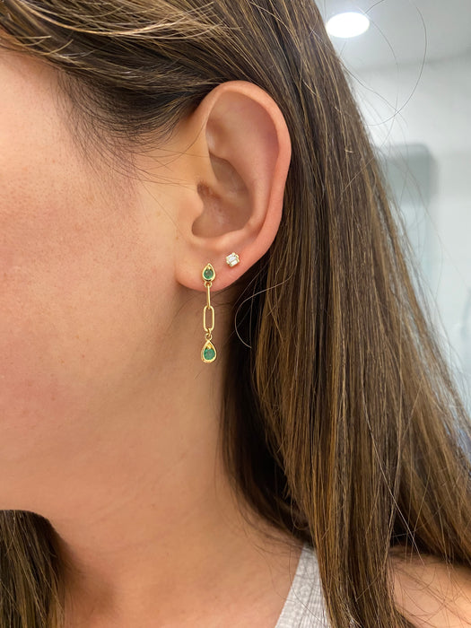 14K Natural Emerald Teardrop Dangle Earrings