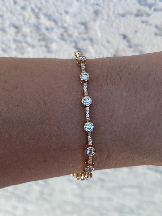 14K Yellow Gold Diamond Tennis Bracelet – 2.63 TCW Bezel & Prong Set Diamonds