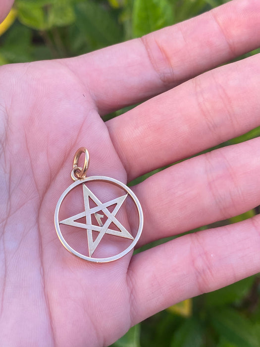 14k star circle number 1 pendant