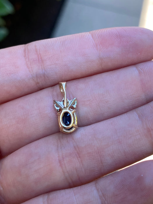 14k blue sapphire diamond pendant