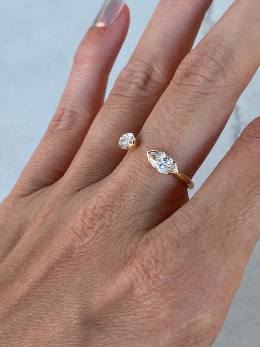 14K Gold Marquise Lab Diamond Ring | 1.10 CTW