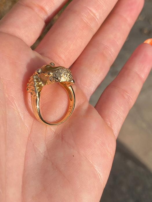 Vintage 18K Gold Diamond Clown Ring